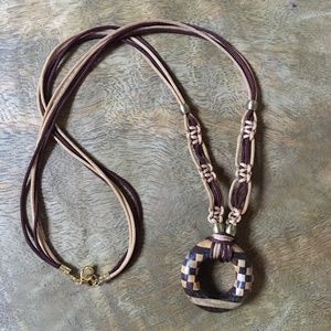Vintage Wood and Macrame Necklace